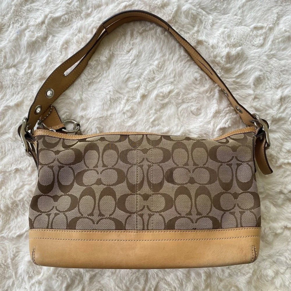 Vintage Coach Signature Logo East West Bag Jacquard C 9363 Y2K Hobo Shoulder Bag - Picture 6 of 16